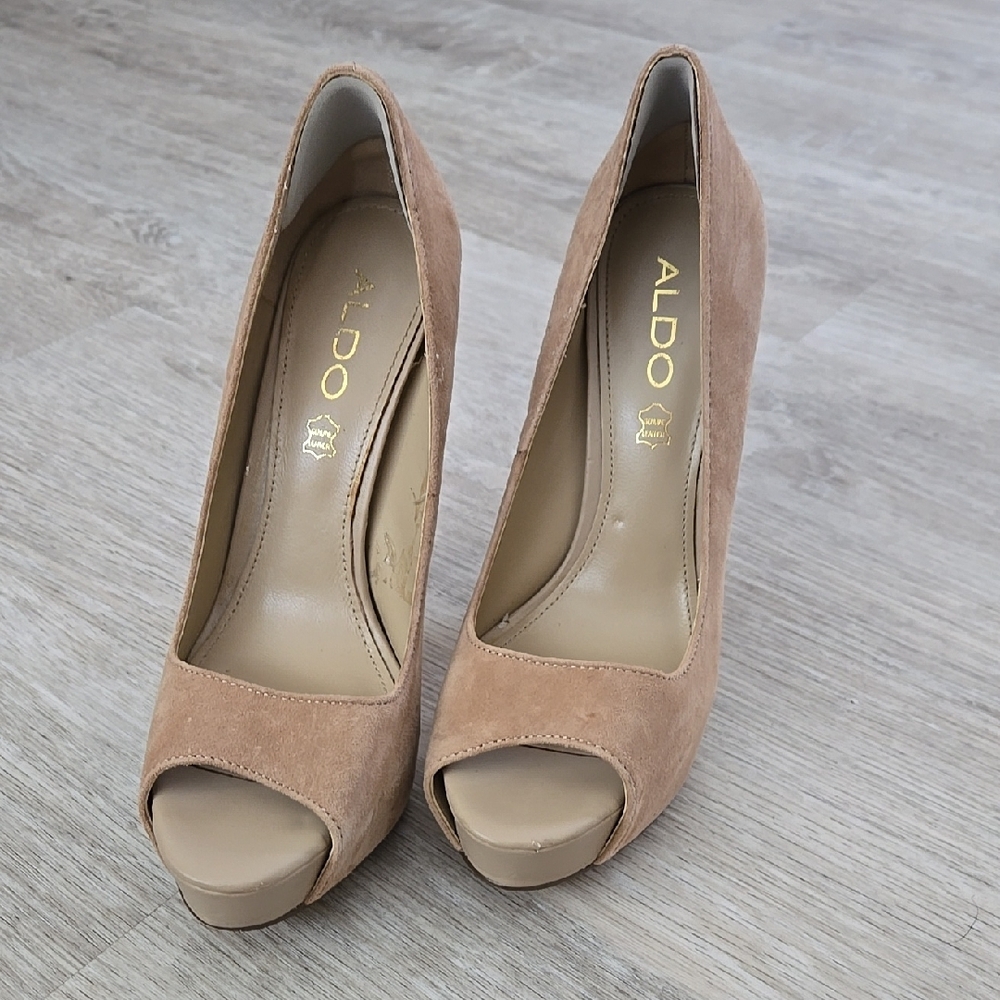 ALDO Women's Tan Peep Toe Heels